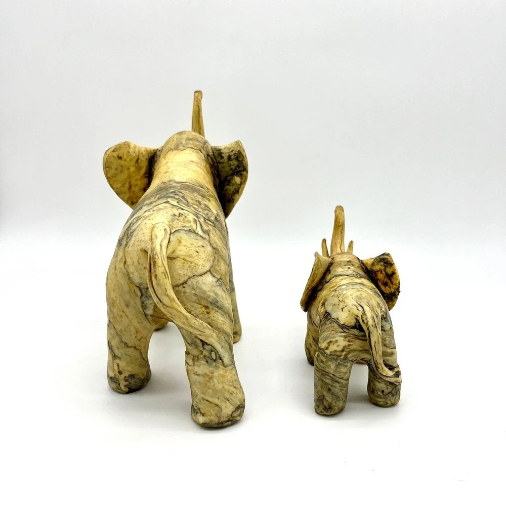 Vintage Crushed Oyster Shell Elephant‎ Figurines Mother and Baby - Home Decor - Picture 6 of 11